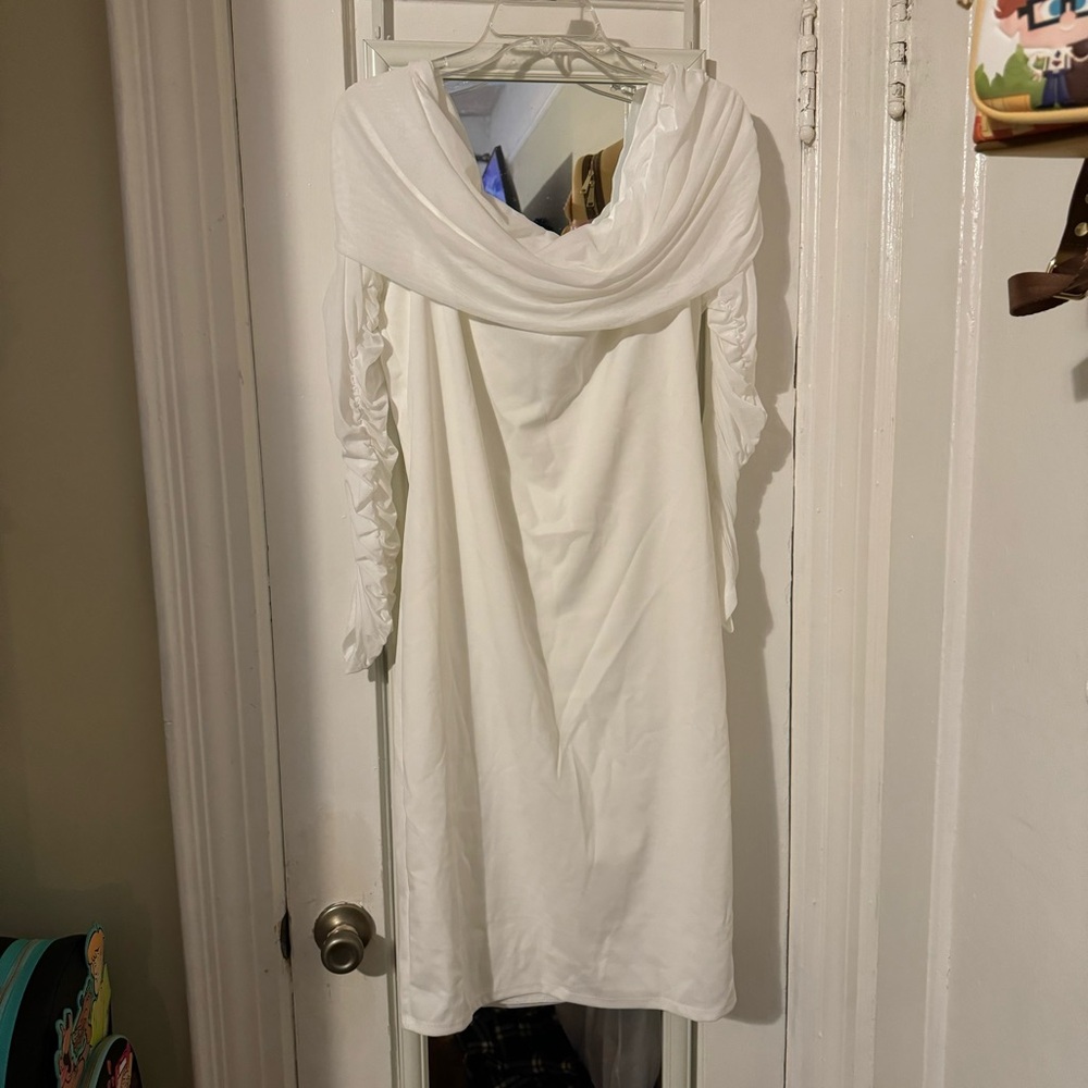 Fashion nova take me on a dinner date dress white color 2X never used